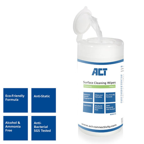 Act Cleaning Wipes, 100.
