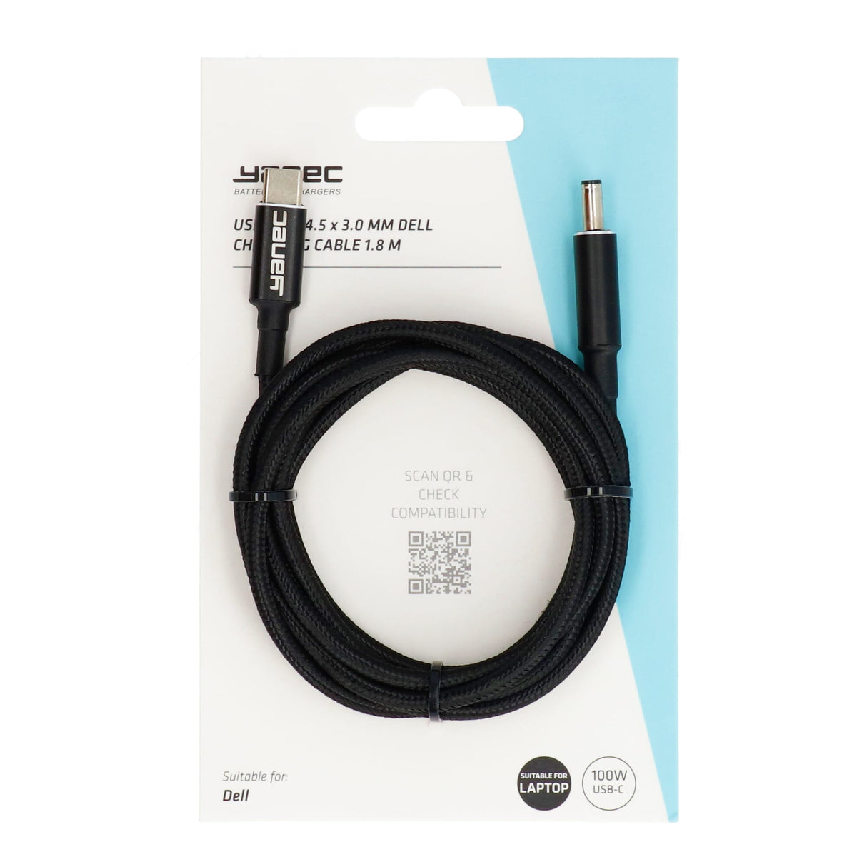 Yanec usb-c til 4,5 x 3,0 mm dell kabel 1,8m