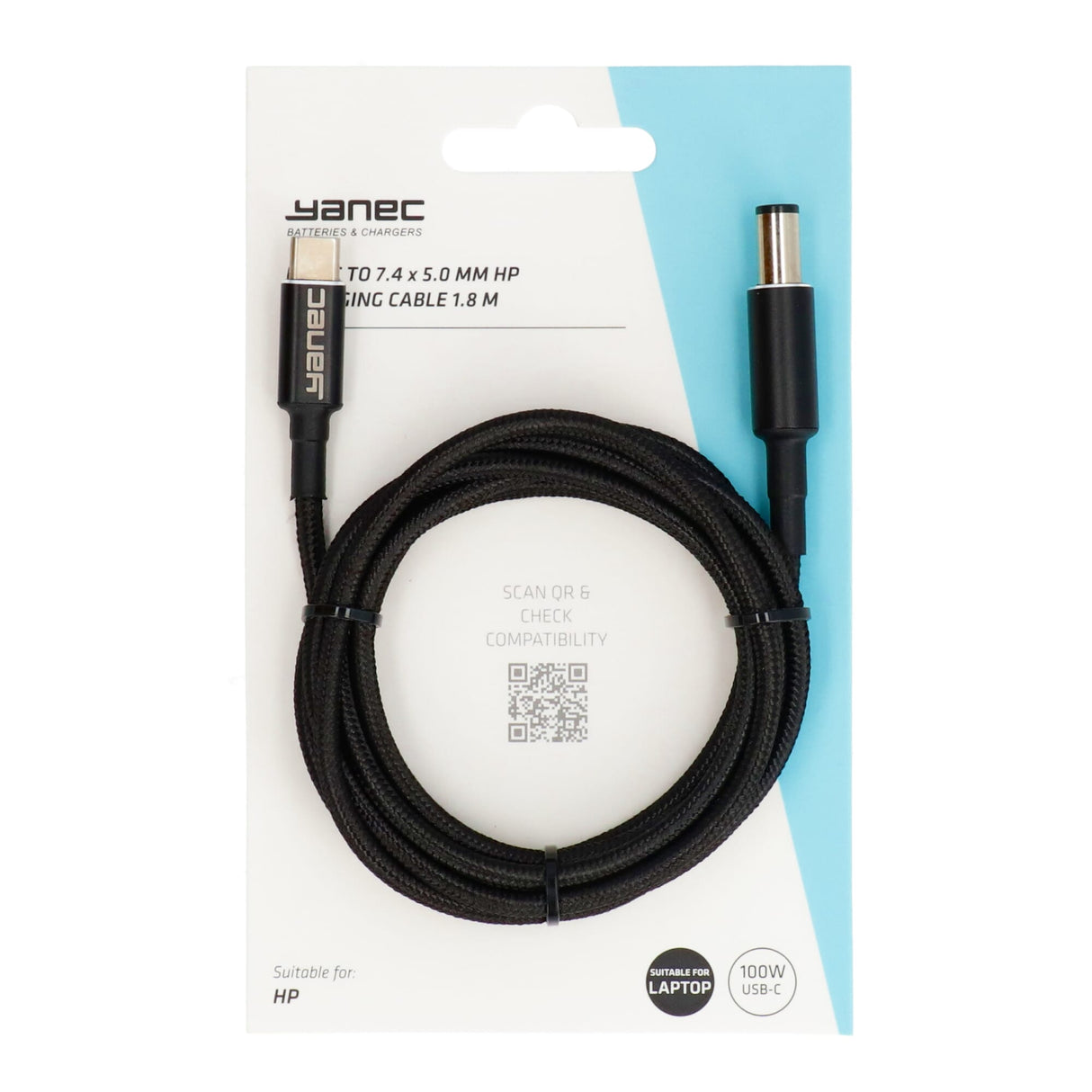 Yanec USB-C til 7,4 x 5,0 mm HP ladekabel 1,8m