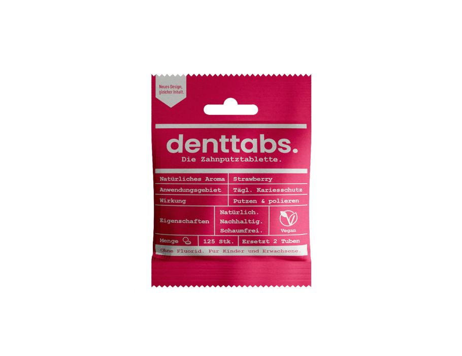 Denttabs tandpasta tabletter - uden fluor - jordbær