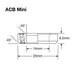 Enduro lejer acb mini bo - abec 5 - sort oxid (vinkelkontakt) - 14,2x25x6,5 (45x45°)