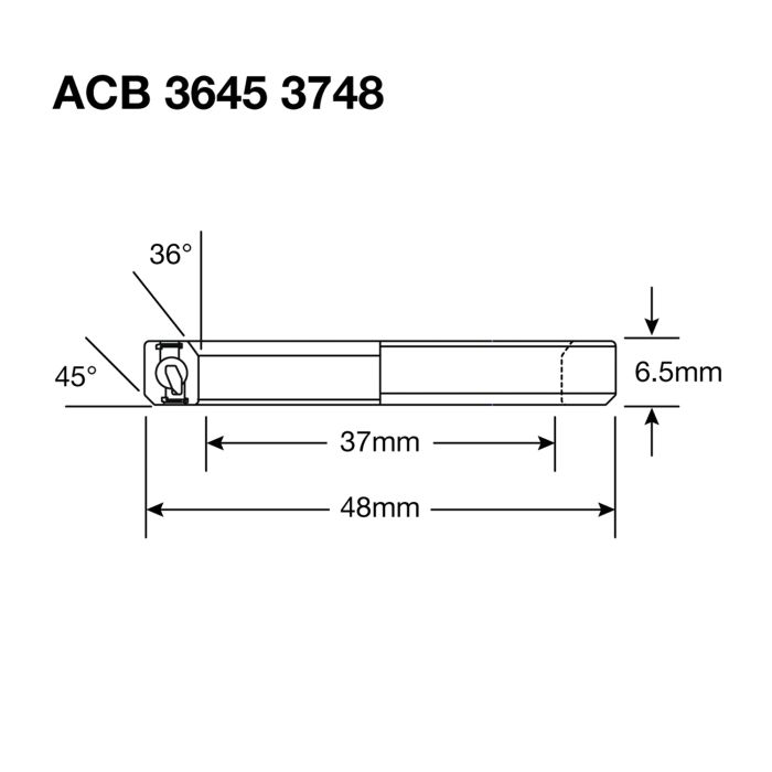 Enduro lejer acb 3645 3748 bo - abec 5 - sort oxid (vinkelkontakt) - 37x48x6,5 (36x45°)