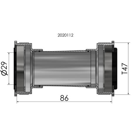Plade Scoop Elvedes Thread Fit T47 SRAM Dub Intern 86 mm