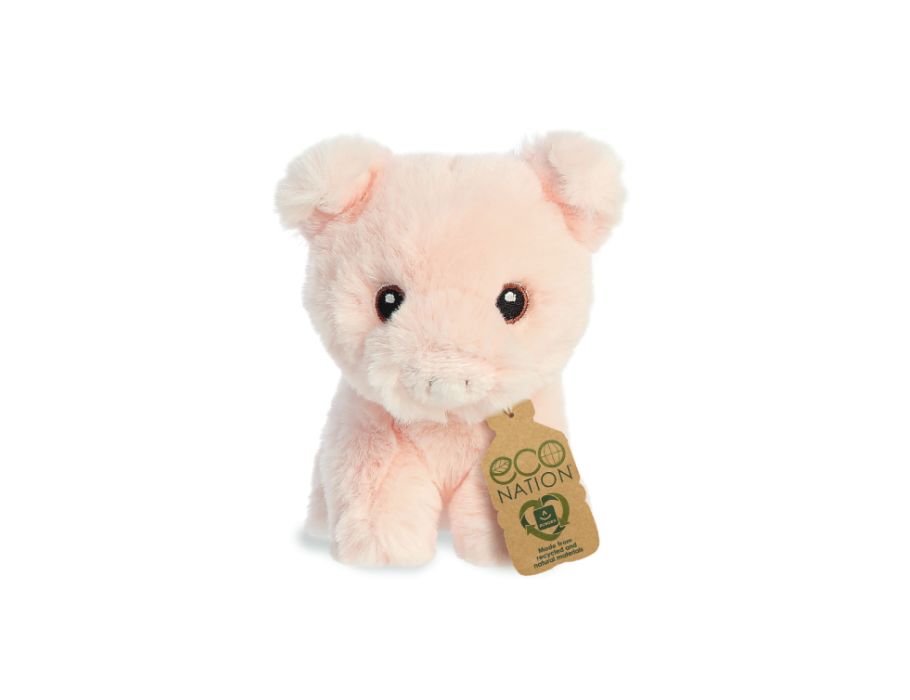 Eco nation plys krammetøj - mini - gris - 13 cm