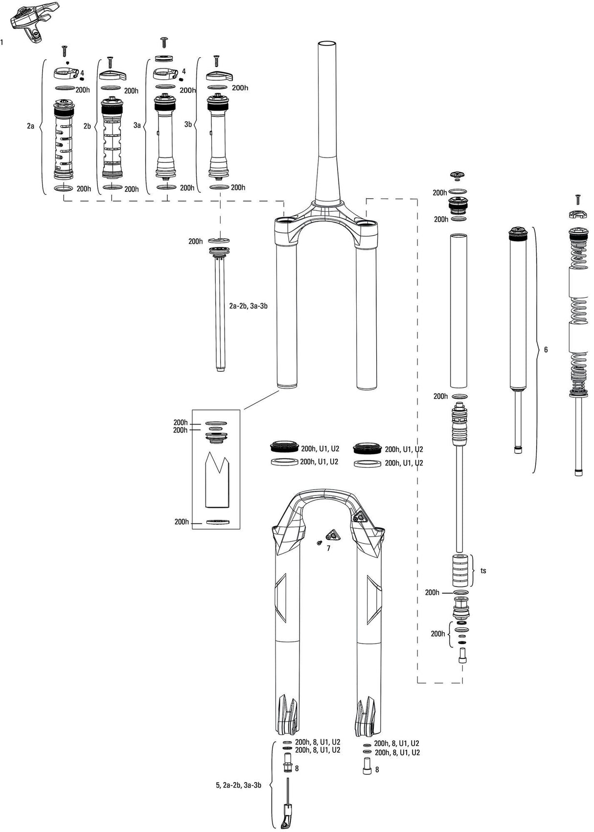 Rockshox federgabel recon sølv rl susp.gaffel rs recon sil.rl 100mm oneloc sort