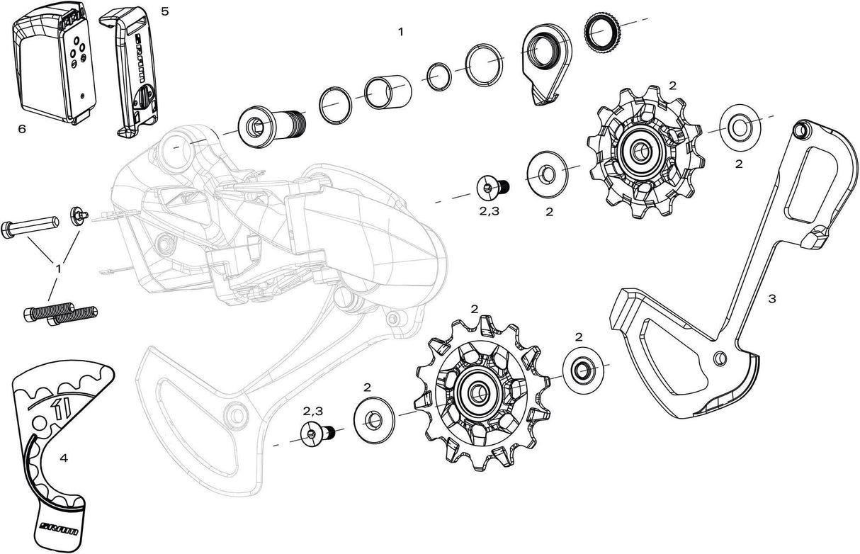 Sram bagskifter x01 eagle axs bagskifter. x01 ørneøkser 52t rød