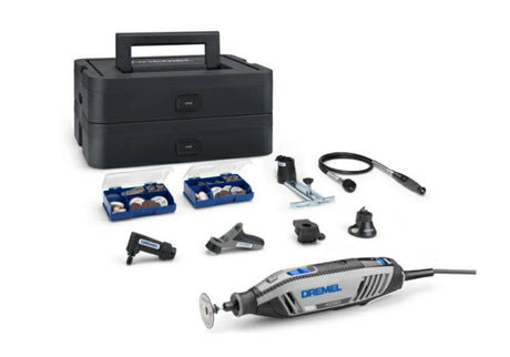 Dremel multiværktøj 4250js | model 4250-6 128 platin udgave | inkl. 128 tilbehør + ez speedclic + detaljehåndtag + linje- og cirkelskærer - f0134250js