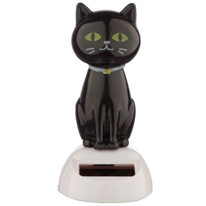 Heldig sort kat solcellefigur