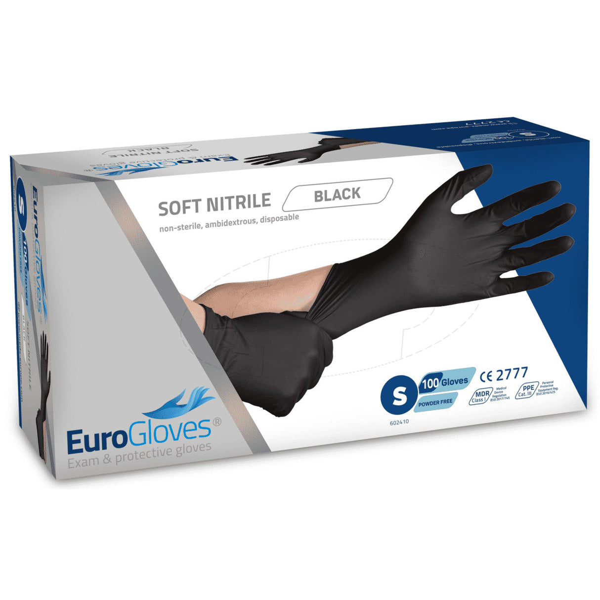Eurogloves handsker nitrilstørrelse s sort (100 stykker)
