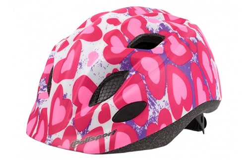 Polisport børnehjelm 52-56cm hjerter pink