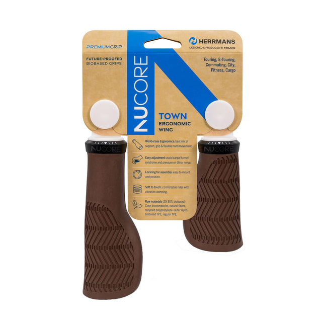 Herrmans håndtagssæt nucore town wave 90 130mm brun
