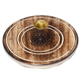 Mangotræ rund flower of life røgelsesholder