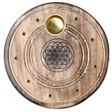 Mangotræ rund flower of life røgelsesholder