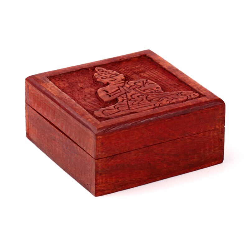 Mango whout udskåret Thai Buddha opbevaringsboks