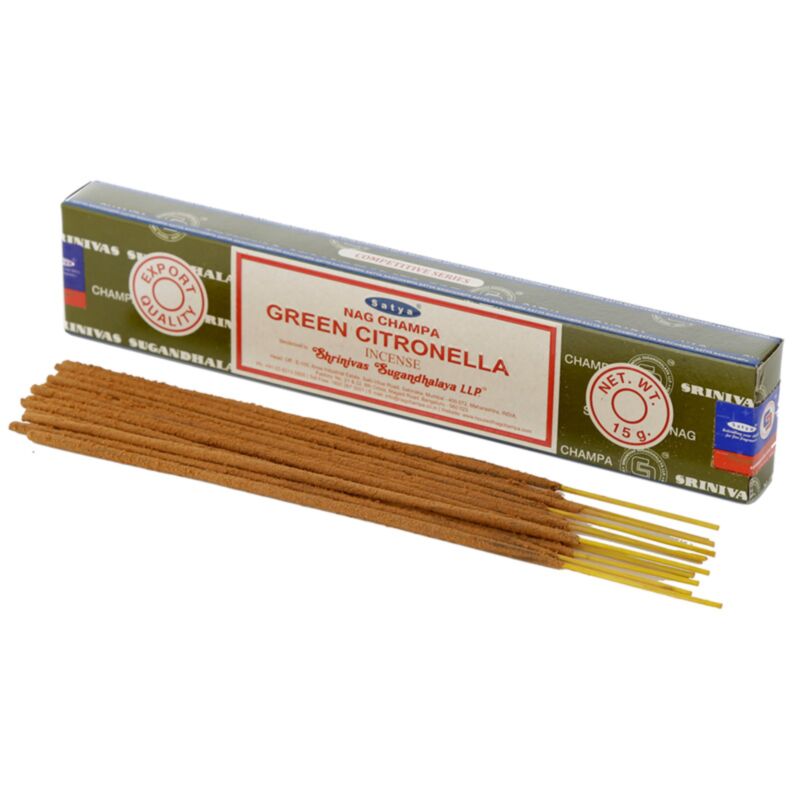 01356 grøn citronella - satya nag champa røgelsespinde