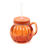 Pumpkin mason jar glas drikkekop med sugerør og låg