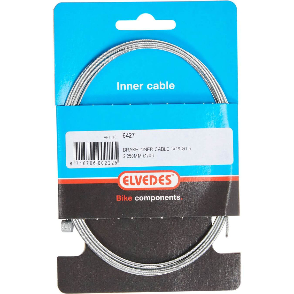 Elvedes bremse inderkabel 2250mm galvaniseret ø1,5mm T-nippel (på kort)