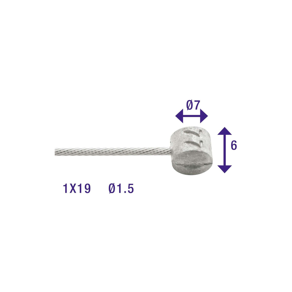 Elvedes bremse inderkabel 2250mm galvaniseret ø1,5mm T-nippel (på kort)