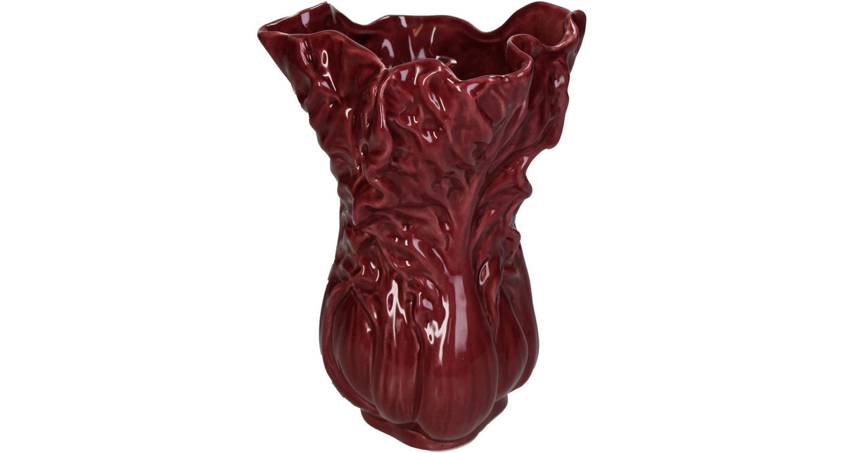 Vase cabbage fine earthenware red 14.4x13.8x19.7cm