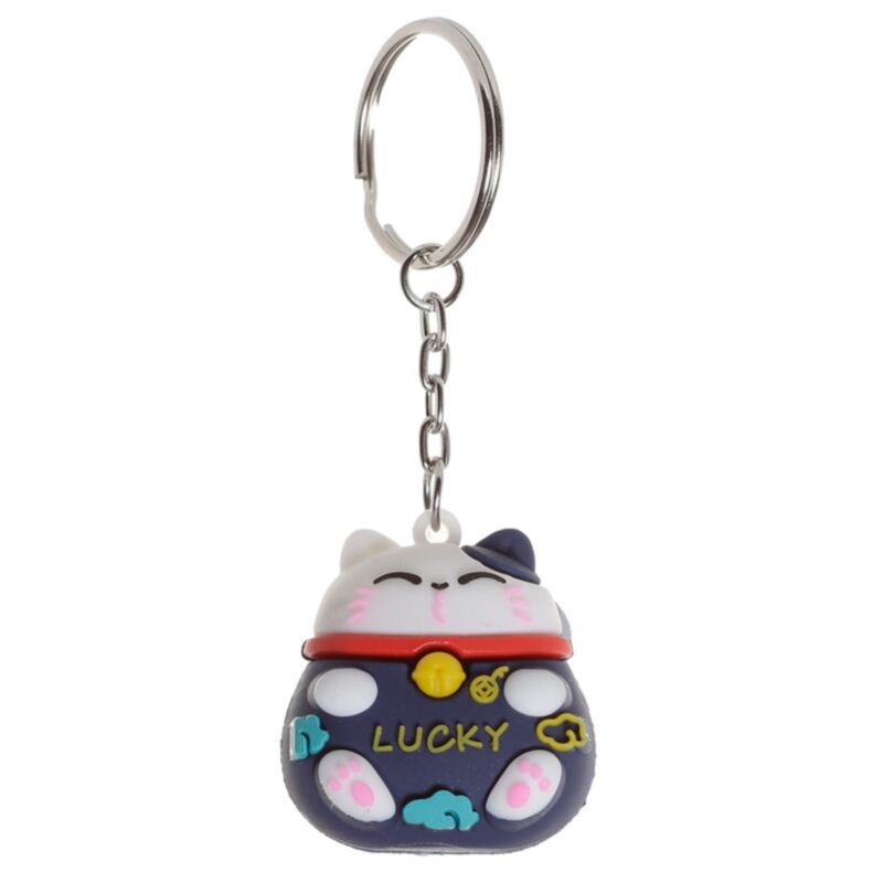 Maneki neko lucky cat 3d pvc nøglering