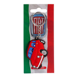 Fiat 500 rød PVC nøglering