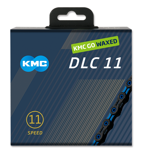 Kmc kæde dlc 11 118l æske vokset 11-speed sort blå