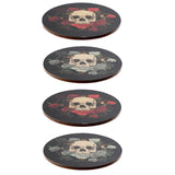 Skull roses sæt med 4 coastere