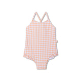 Sunset Grid | orange hvid UV badedragt til piger