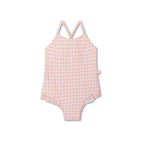 Sunset Grid | orange hvid UV badedragt til piger