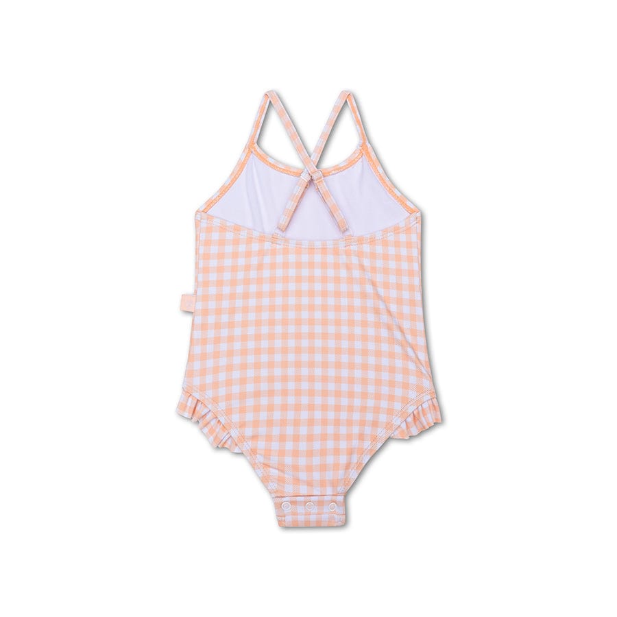 Sunset Grid | orange hvid UV badedragt til piger