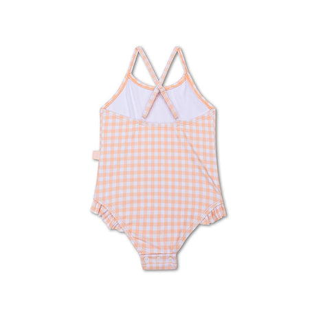 Sunset Grid | orange hvid UV badedragt til piger