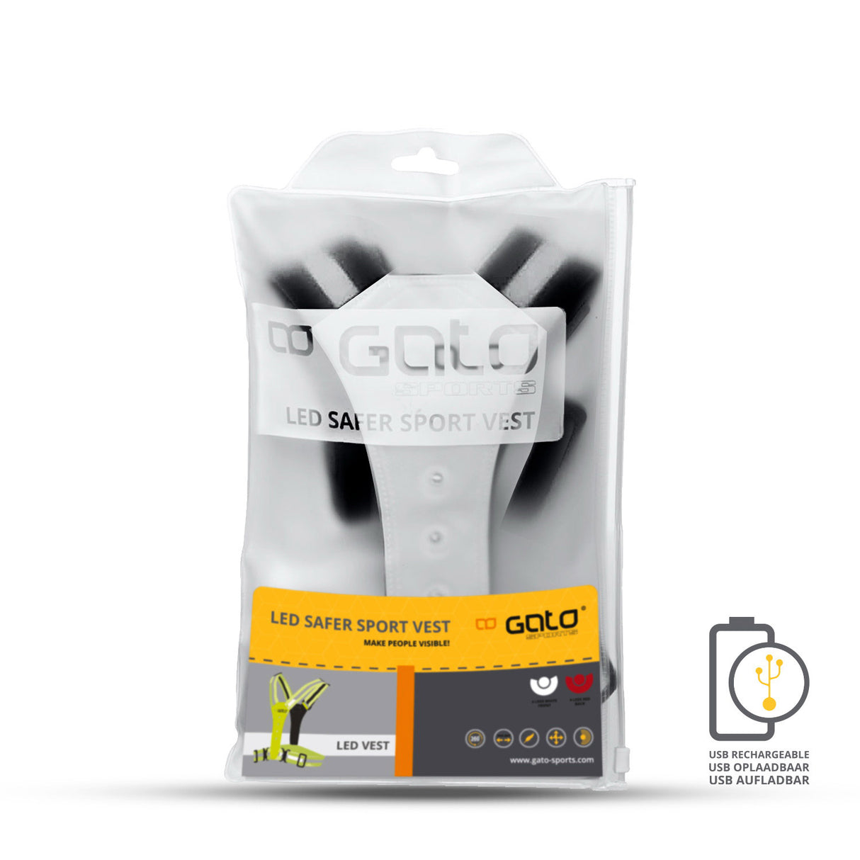 Gato Safer sportsvest LED USB antracit one size