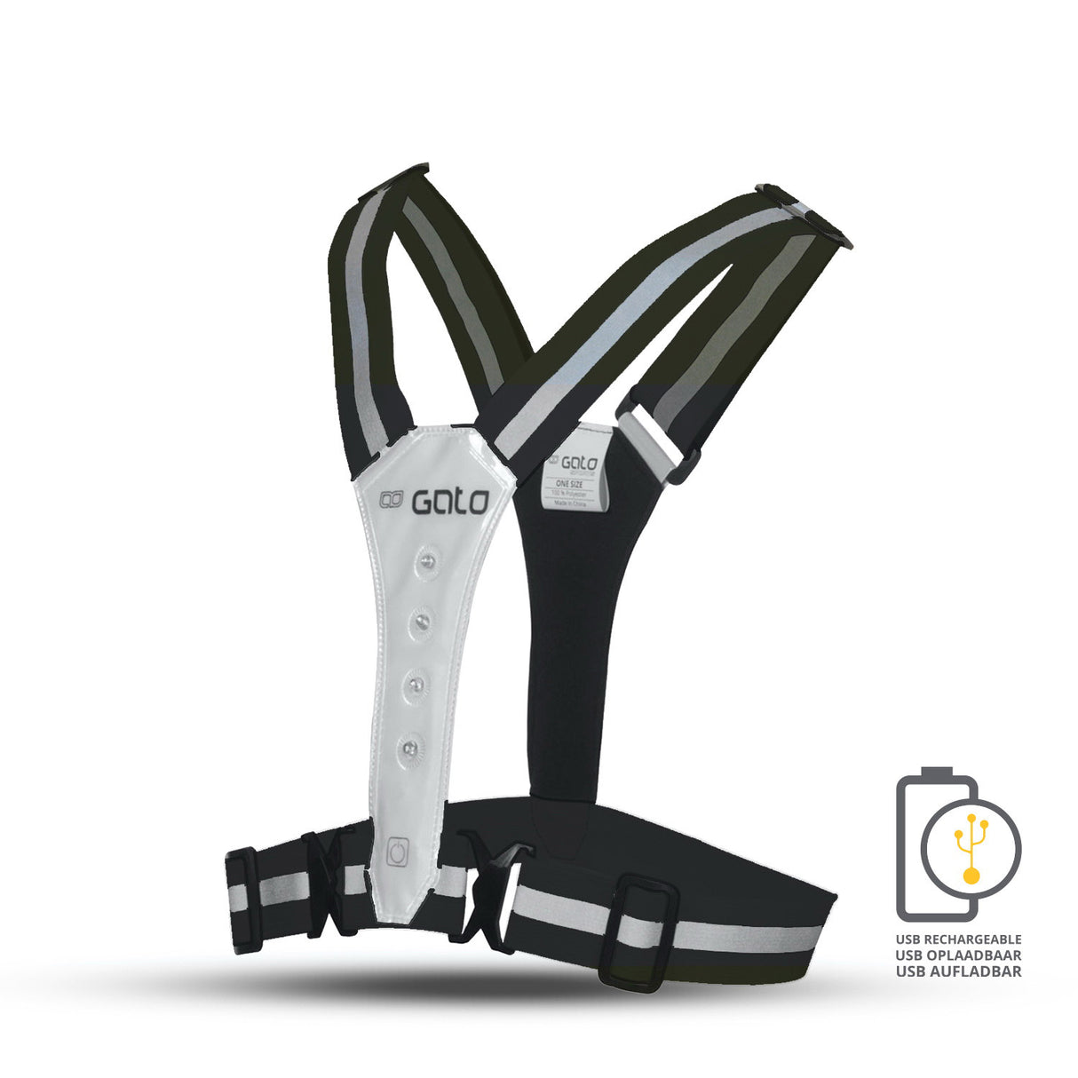Gato Safer sportsvest LED USB antracit one size