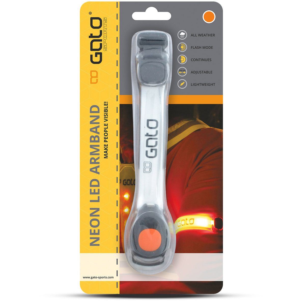 Outwet gato armbånd led usb one size neon orange