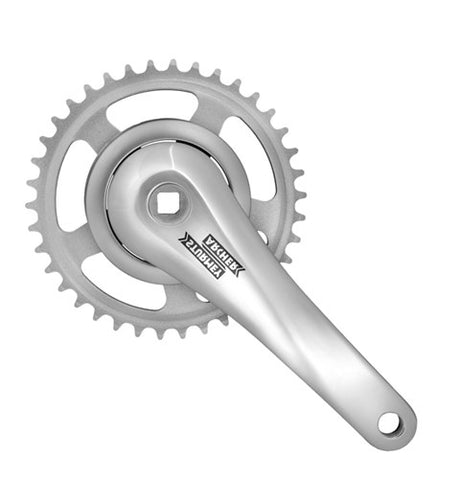 Sunrace Cranket 38T, krumtaplængde 170 mm. Sølv, alumnium, ulig. 95 mm dækning. 0 mm dybde