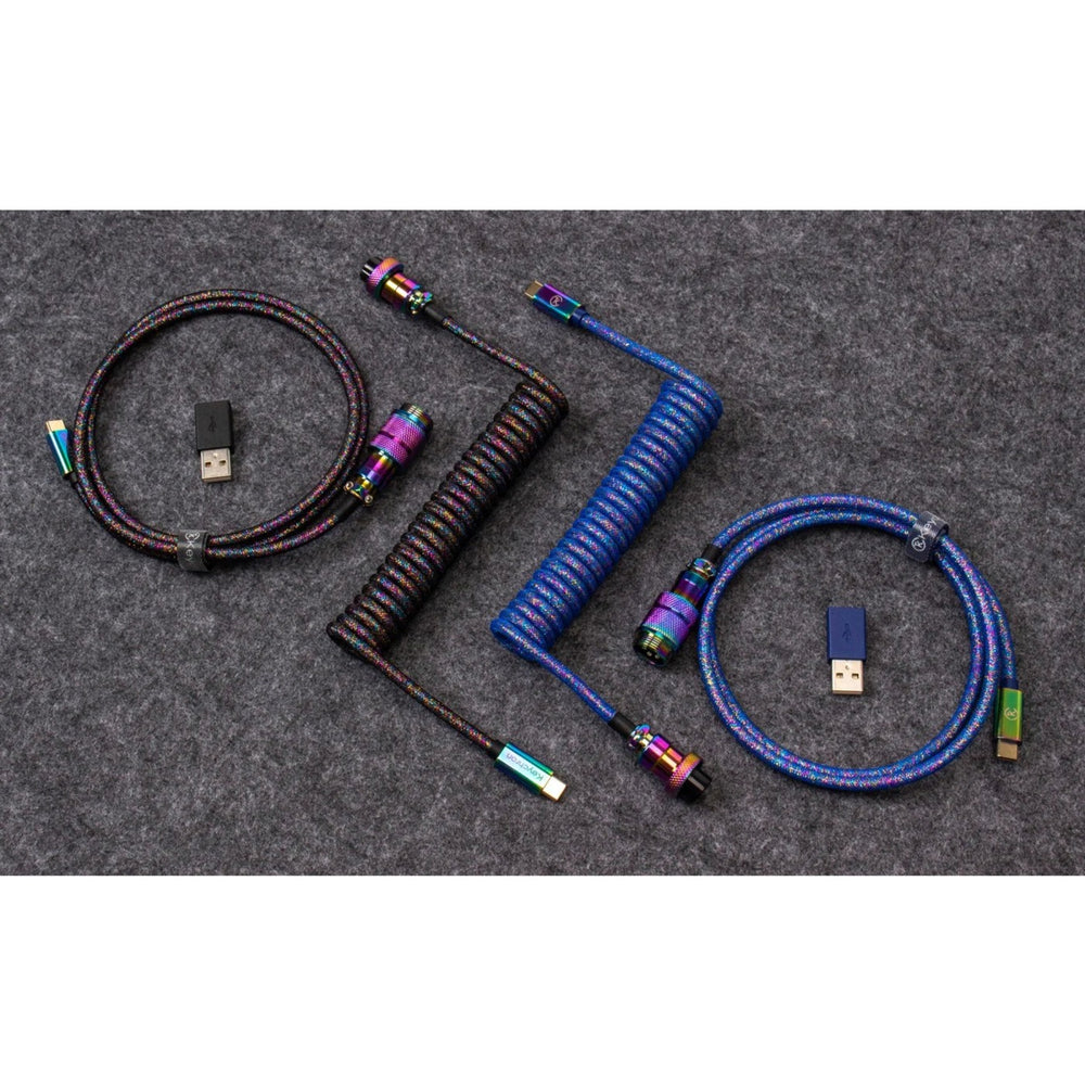 Keychron Premium Coiled Aviator Cable Rainbow Belated Blue