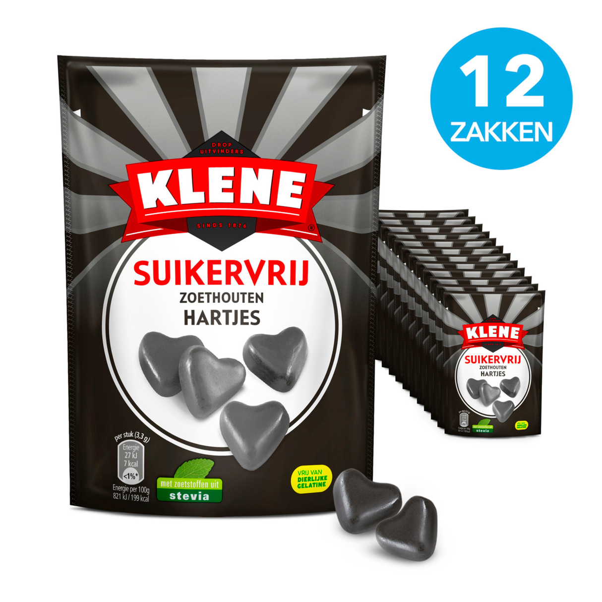 Klene sukkerfri lakridshjerter (12x 110gr)