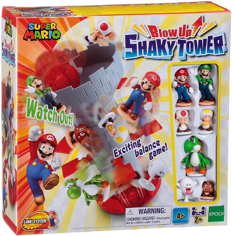 Epoch spil super mario sprænges! Shaky Tower – balancespil med 7 samleobjekter af Super Mario-figurer