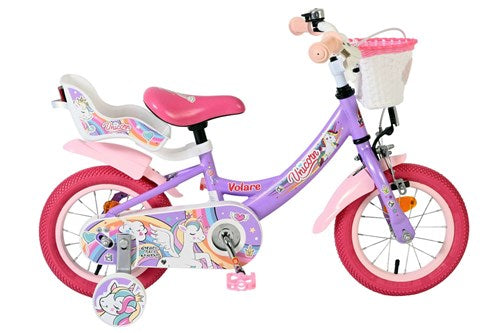 Volare enhjørning børnecykel - piger - 12 tommer - lilla