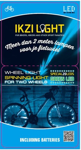 Hjul Lys 20-LED WIRE 2,2M Wiel Light V 2-Wheels Grøn