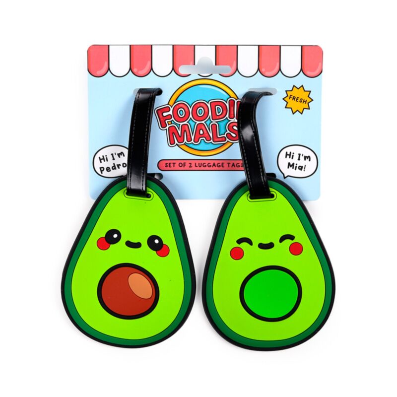 Foodiemals avocado pvc kuffert etiket sæt med 2