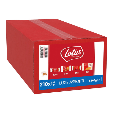Lotus biscoff lotus luksus, assorterede småkager pakket individuelt (210 stk.)