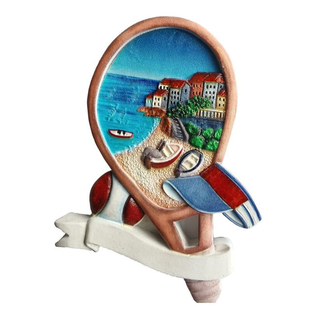 Tennisketcher-formet strandscene havstrand souvenirmagnet