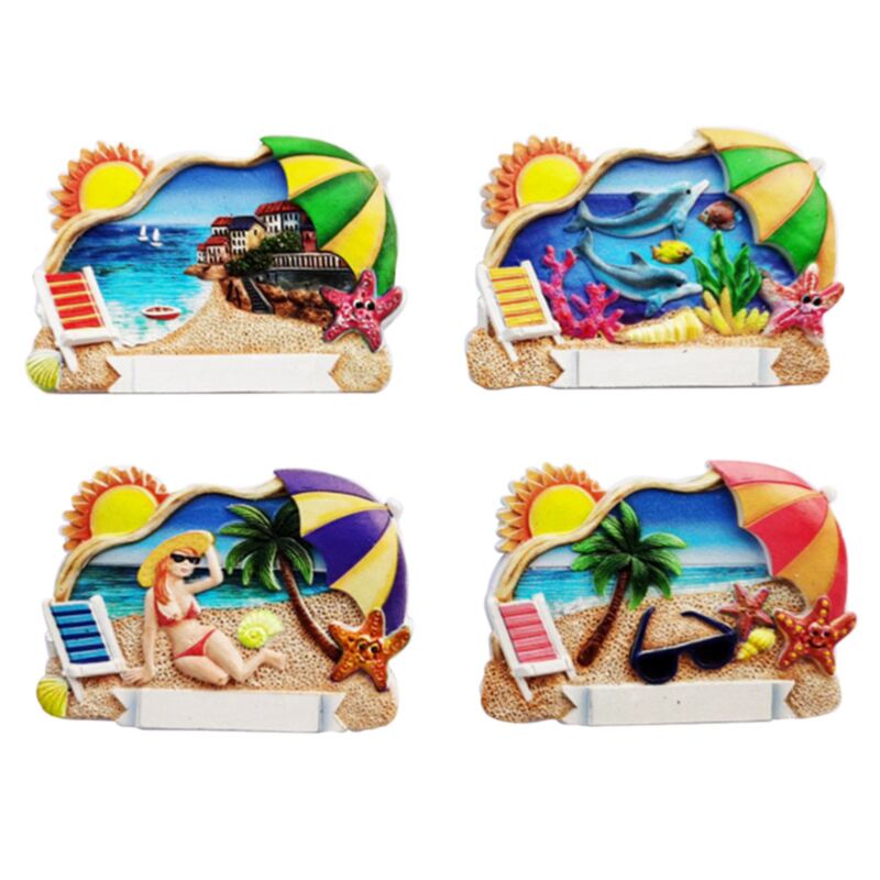 Strandparaply 3d havstrand souvenirmagnet