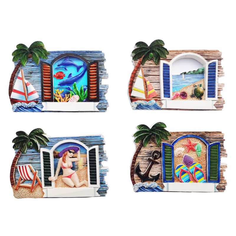 Vindue panorama 3d havet strand souvenir magnet
