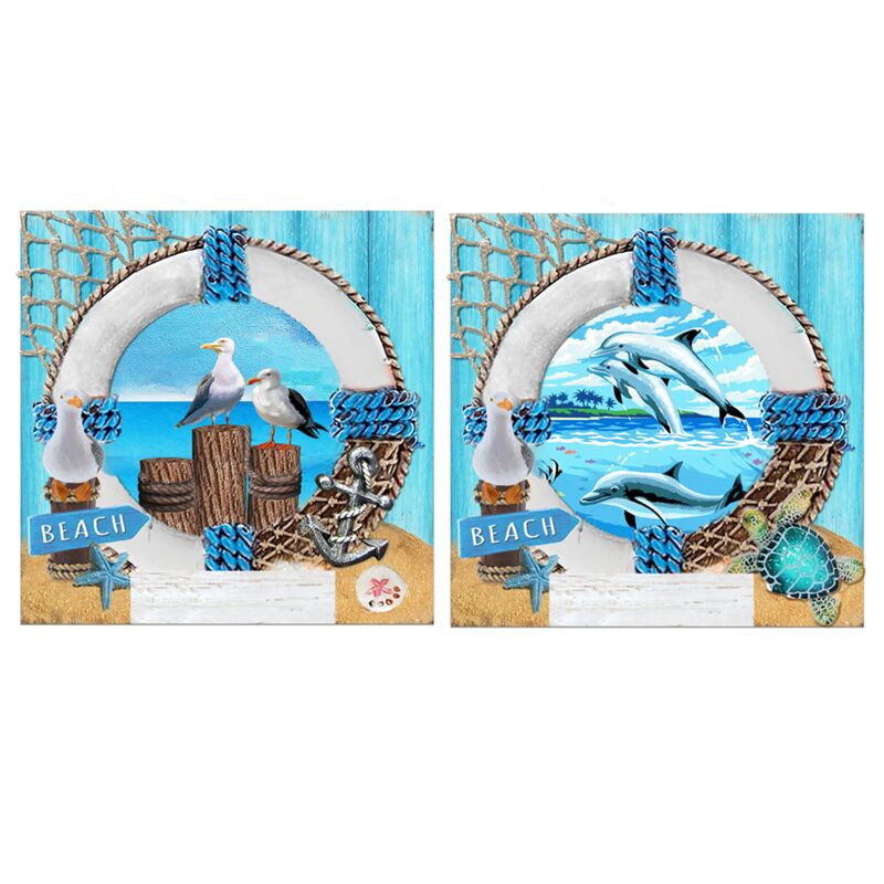 Blå redningskranse 3d havet strand souvenir magnet