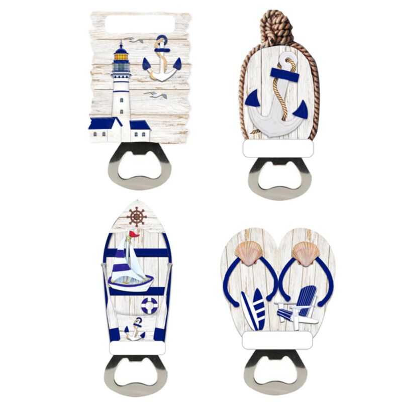Beach souvenir magnet flaskeåbner blå hvid
