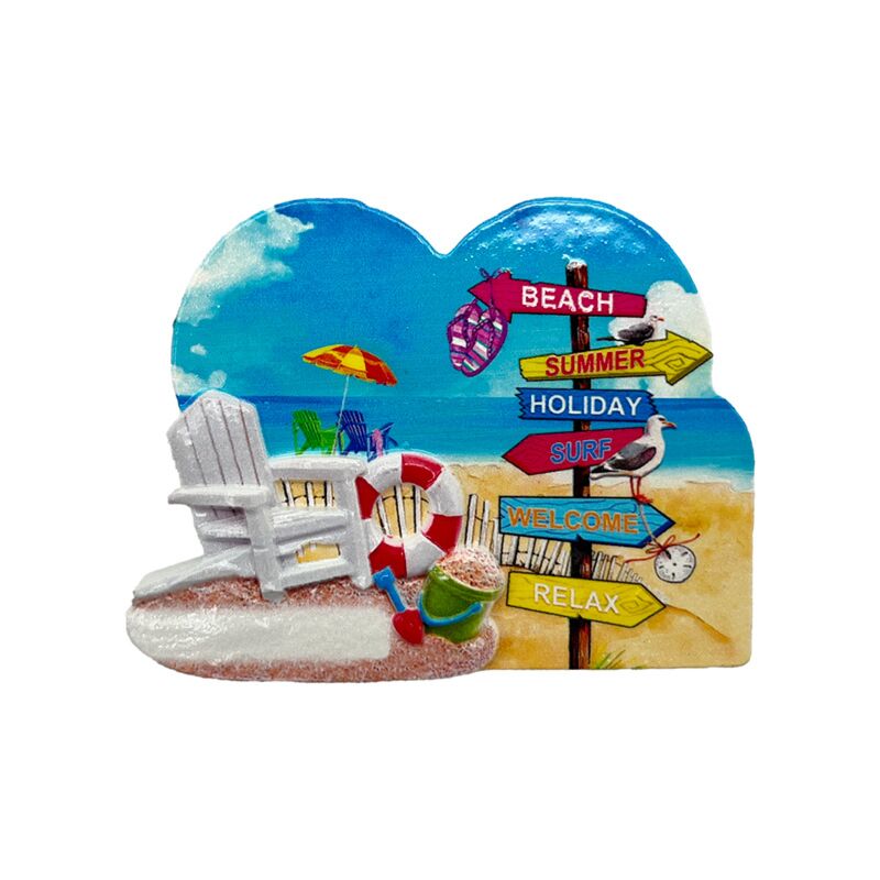 Strandstol med havmagnet hjerteformet strandskilt