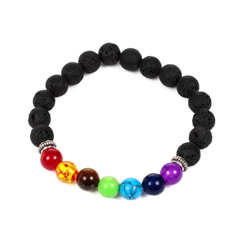 Chakra lavasten perler ædelsten armbånd
