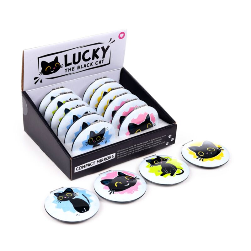 Lucky the black cat kompakt make-up spejl